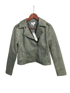 NWT Steve Madden Faux Suede Moto Jacket Women’s Medium OD Green $99 MSRP